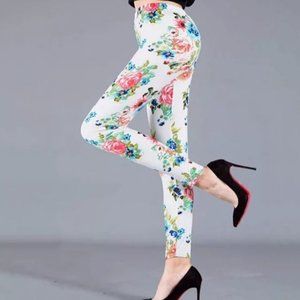 White Floral Print Legging